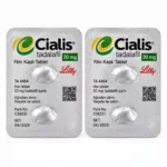 Cialis 20 mg 4 tablet blister arka yüzü, Lilly logosu, tadalafil ambalaj baskısı, karekod ve 2029 SKT detaylarını gösteren ürün görseli.